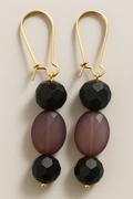 Gold Plated Faux Amethyst and Onyx Earrings