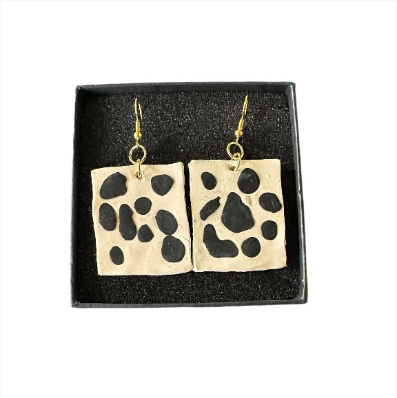 Cow Print Polymer Clay Earrings